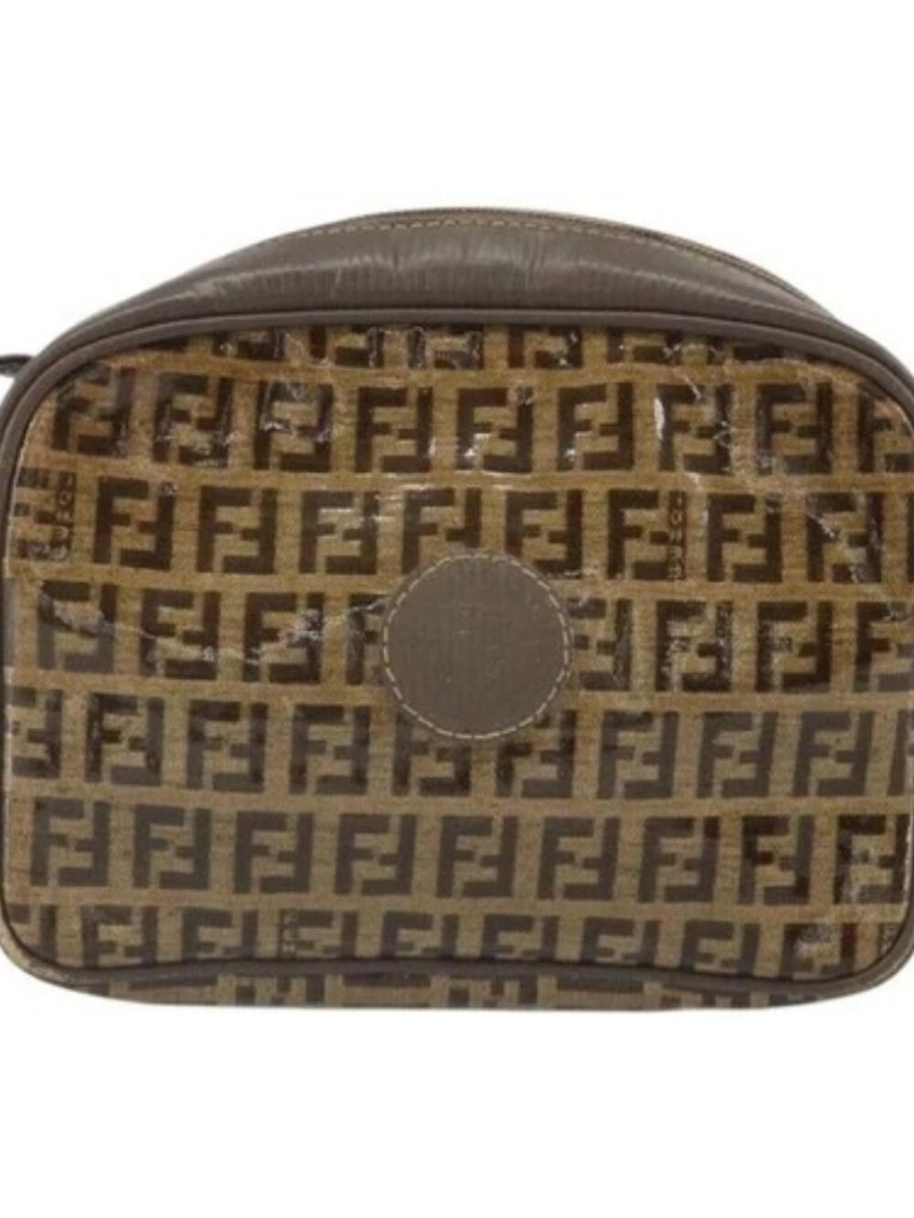 FENDI Zucchino Canvas Shoulder Bag Beige Auth - Picture 12 of 16